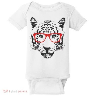 Portrait of Tiger With Glasses Baby Bodysuit