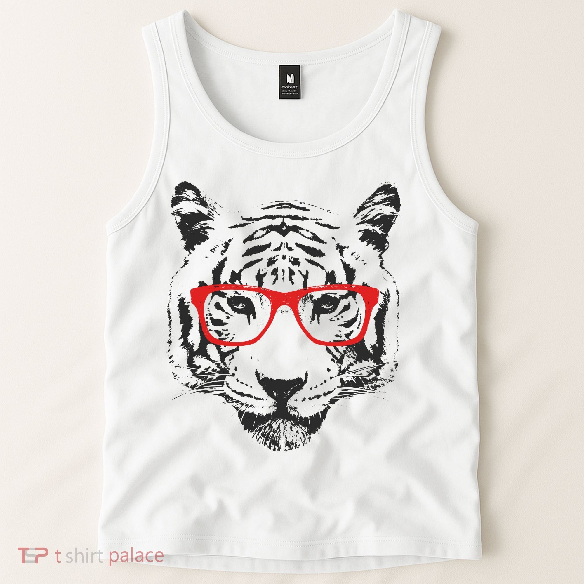 Portrait of Tiger With Glasses Tank Top