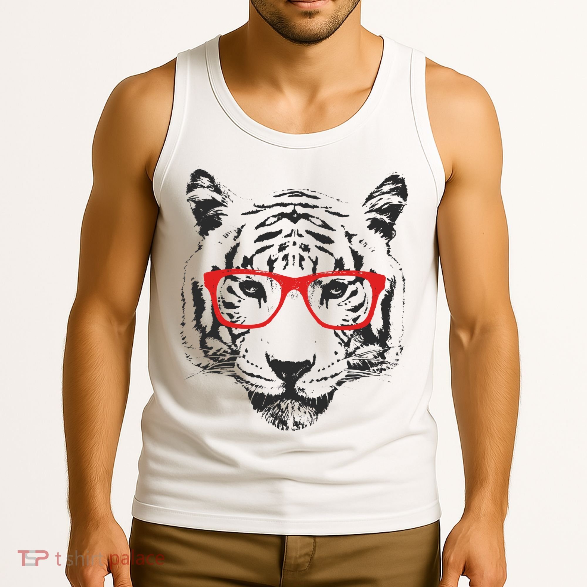 Portrait of Tiger With Glasses Tank Top