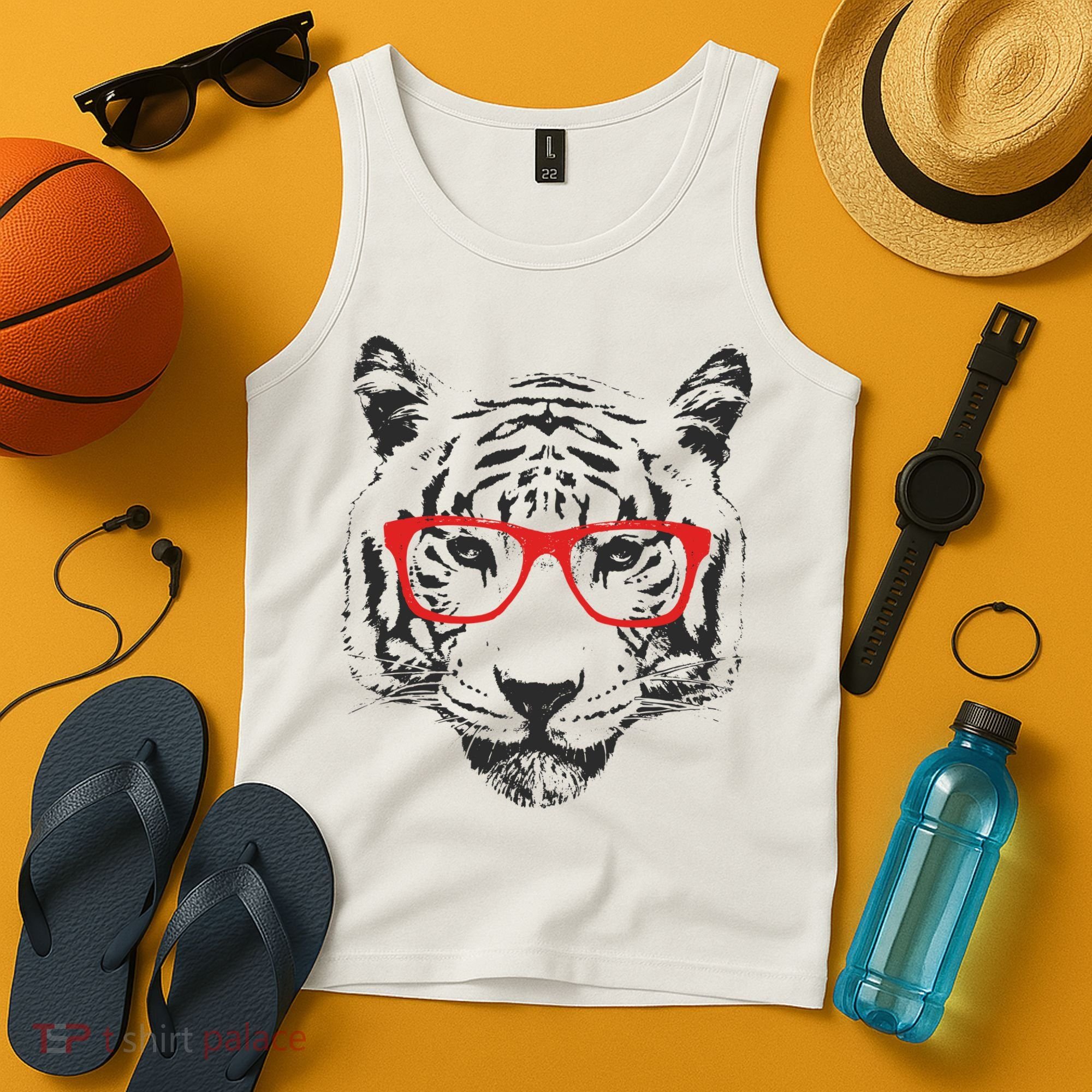 Portrait of Tiger With Glasses Tank Top