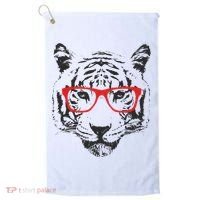 Portrait of Tiger With Glasses Golf Towel thumb 0