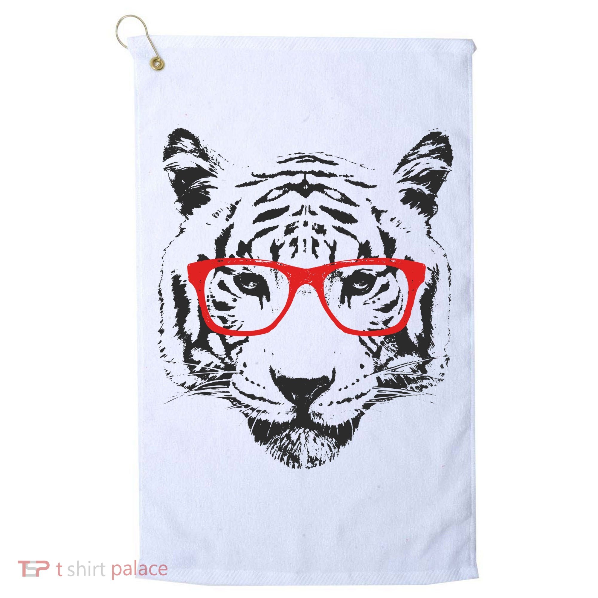 Portrait of Tiger With Glasses Golf Towel