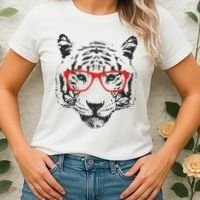 Portrait of Tiger With Glasses Women's T-Shirt thumb 2