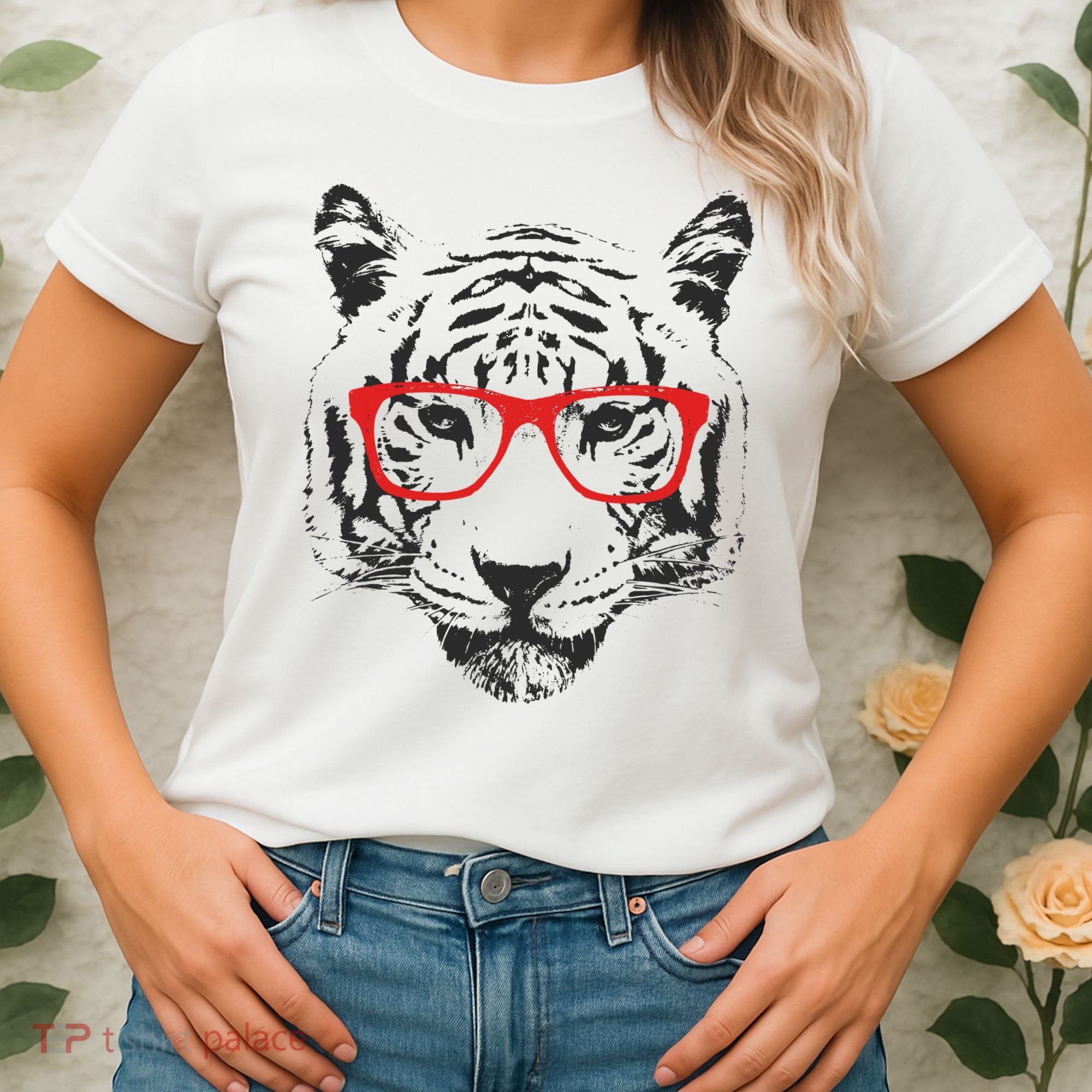 Portrait of Tiger With Glasses Women's T-Shirt