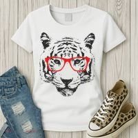 Portrait of Tiger With Glasses Women's T-Shirt thumb 3
