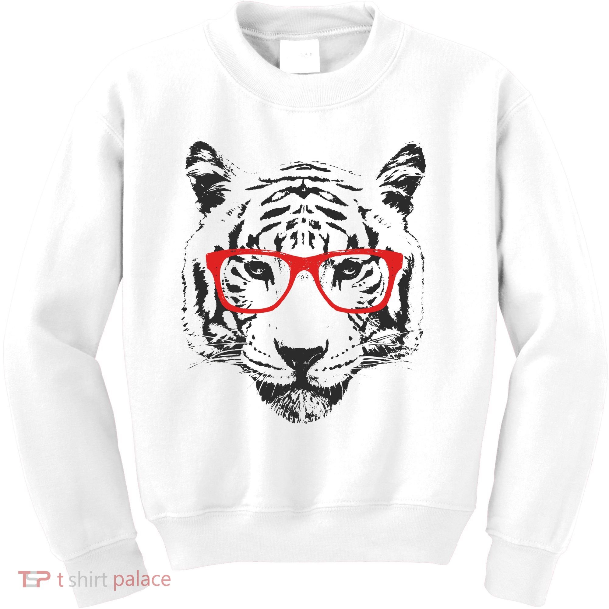 Portrait of Tiger With Glasses Kids Sweatshirt