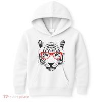 Portrait of Tiger With Glasses Kids Hoodie thumb 0