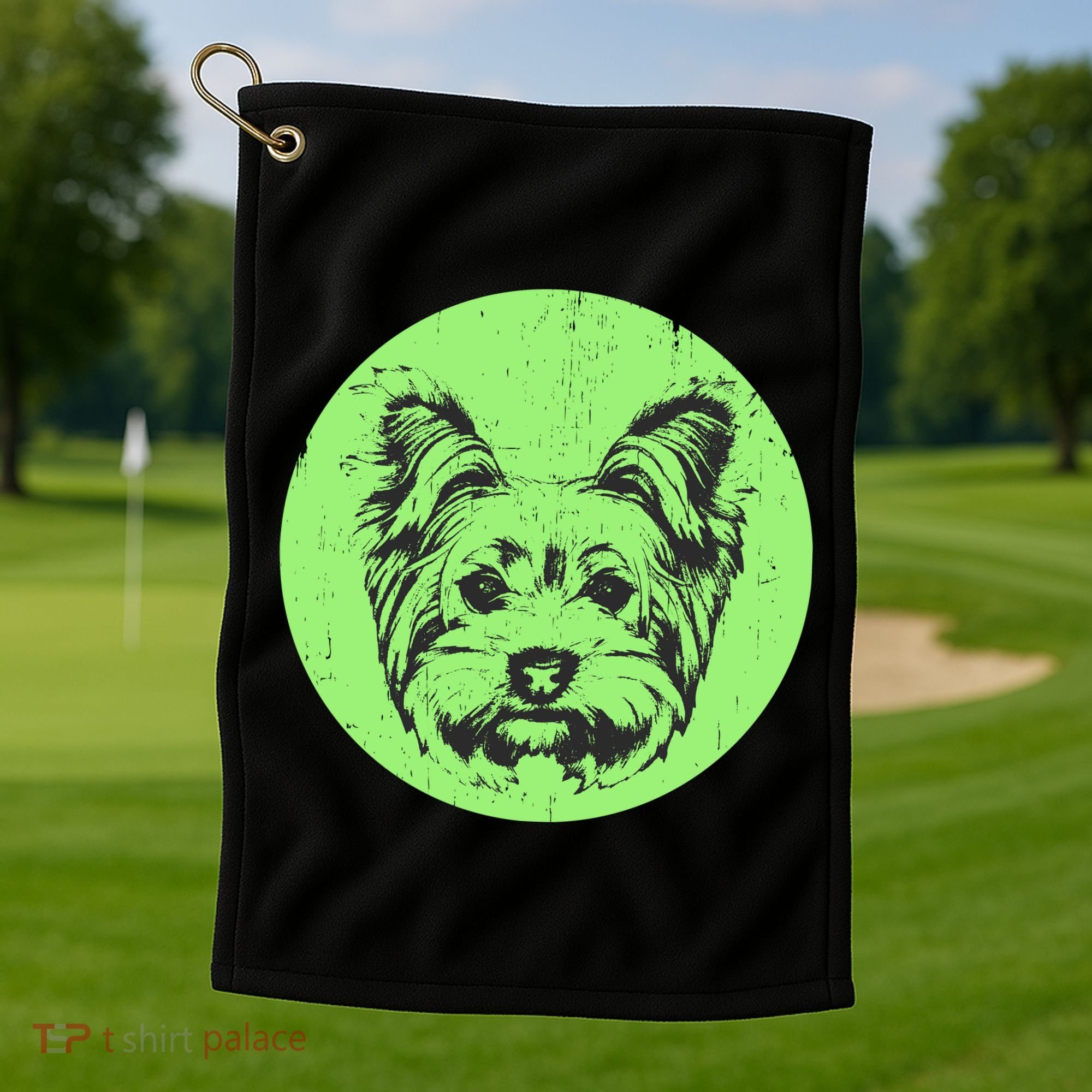 Portrait of Yorkshire Terrier Dog Golf Towel