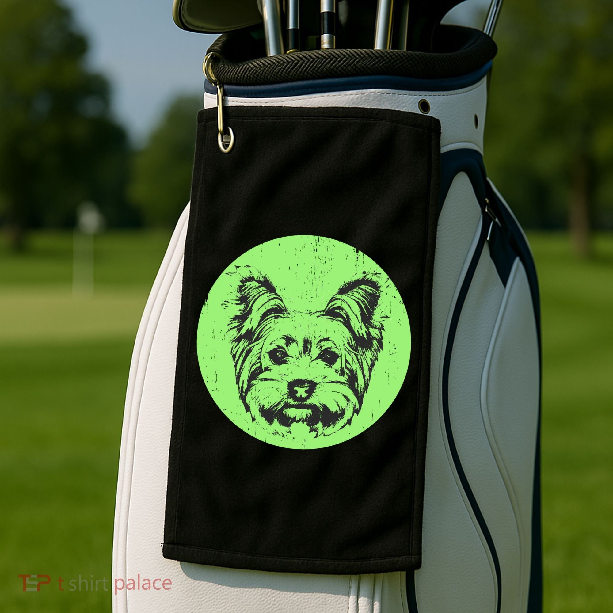 Portrait of Yorkshire Terrier Dog Golf Towel