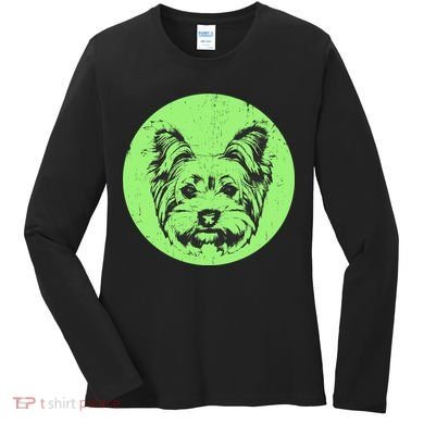 Portrait of Yorkshire Terrier Dog Women's Long Sleeve Shirt