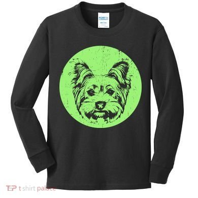 Portrait of Yorkshire Terrier Dog Kids Long Sleeve Shirt