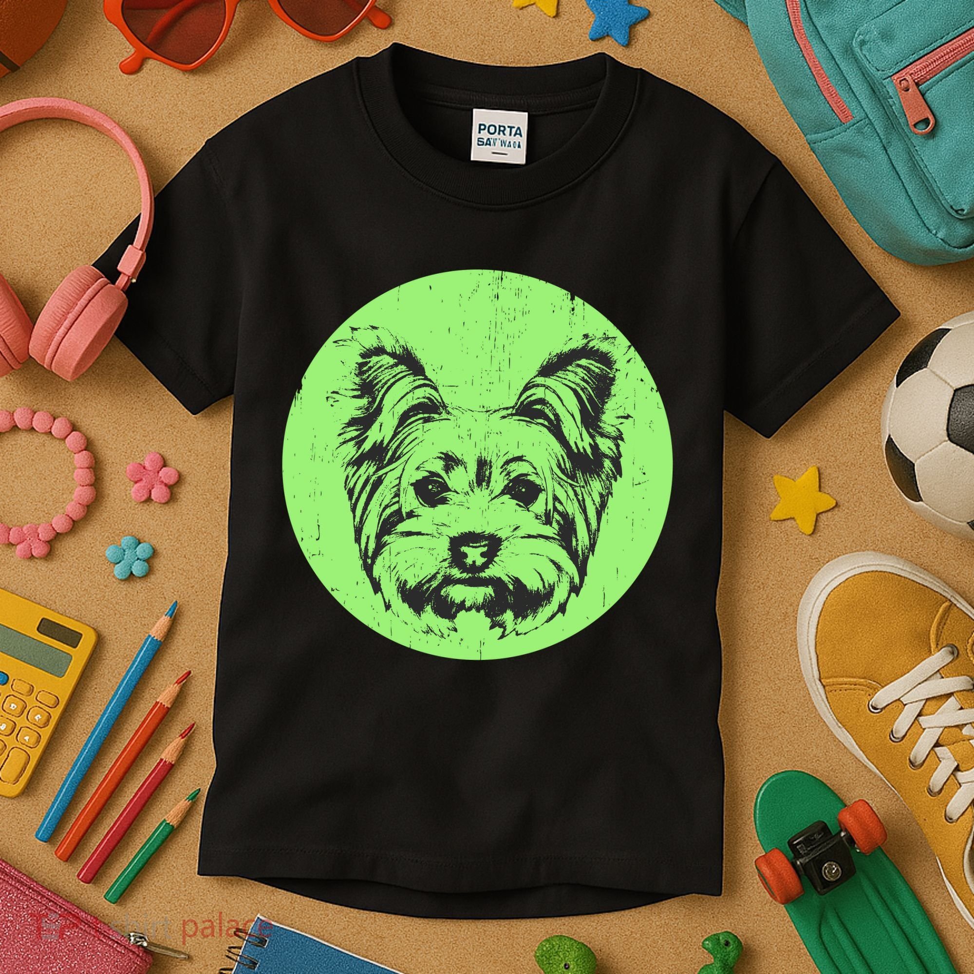 Portrait of Yorkshire Terrier Dog Kids T-Shirt