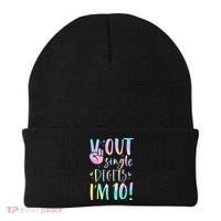 Peace Out Single Digits I'm 10 Year Old 10th Birthday Girl Beanie thumb 0