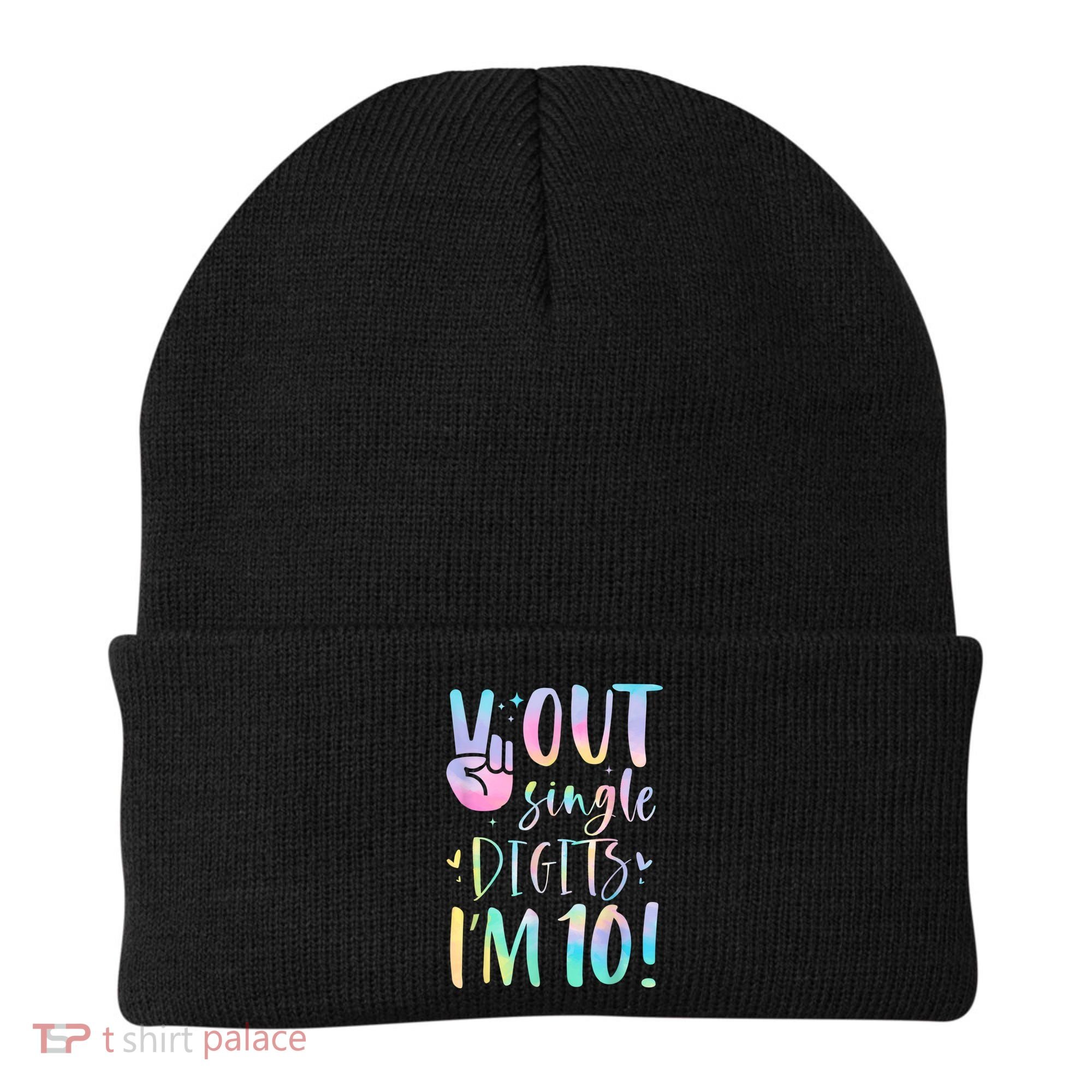 Peace Out Single Digits I'm 10 Year Old 10th Birthday Girl Beanie