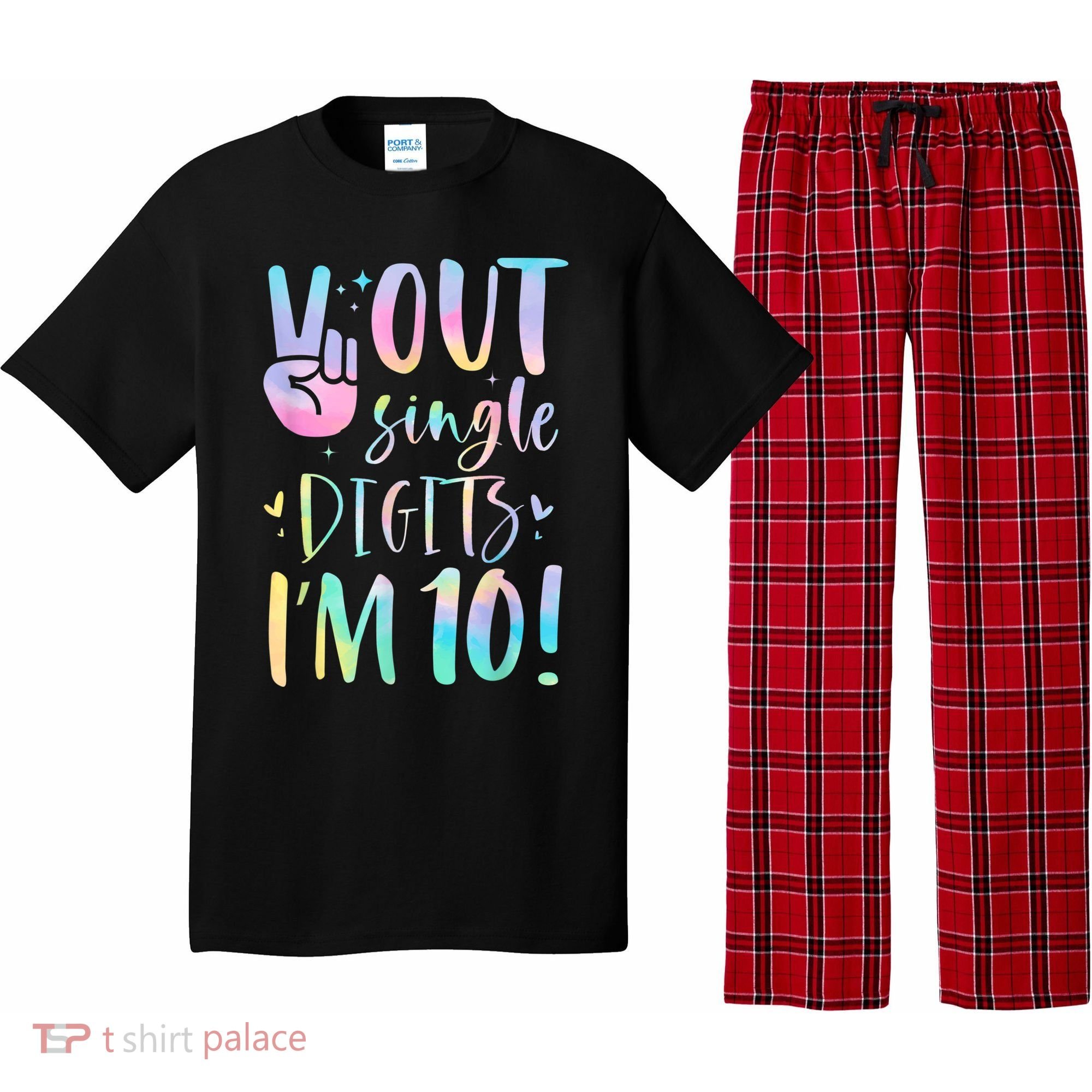 Peace Out Single Digits I'm 10 Year Old 10th Birthday Girl Pajama Set