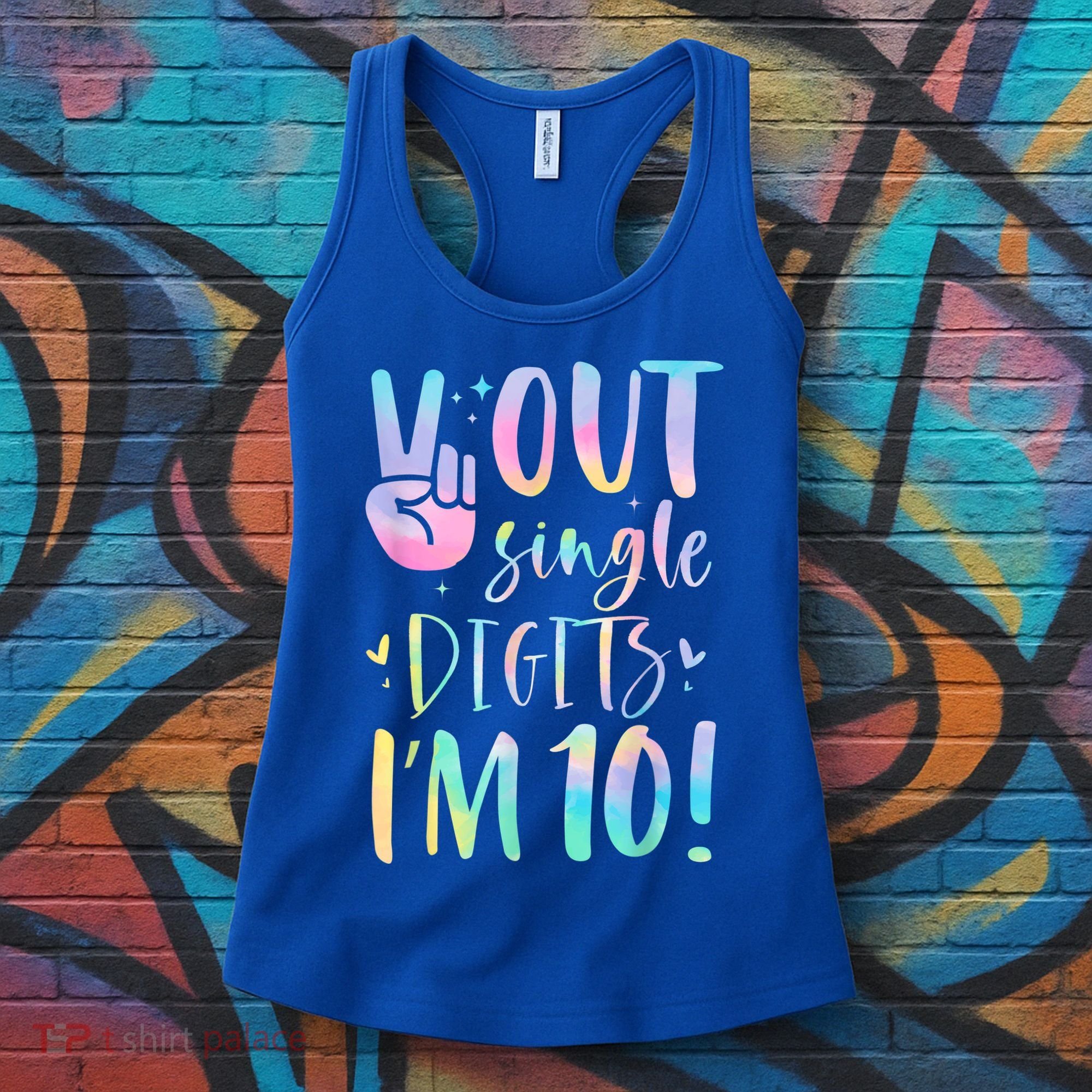 Peace Out Single Digits I'm 10 Year Old 10th Birthday Girl Women's Tank Top