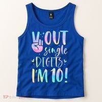 Peace Out Single Digits I'm 10 Year Old 10th Birthday Girl Tank Top thumb 2