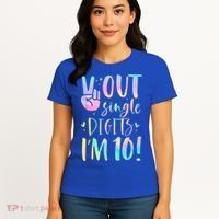 Peace Out Single Digits I'm 10 Year Old 10th Birthday Girl Women's T-Shirt thumb 4