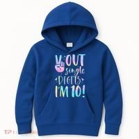 Peace Out Single Digits I'm 10 Year Old 10th Birthday Girl Kids Hoodie thumb 0