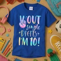 Peace Out Single Digits I'm 10 Year Old 10th Birthday Girl Kids T-Shirt thumb 3