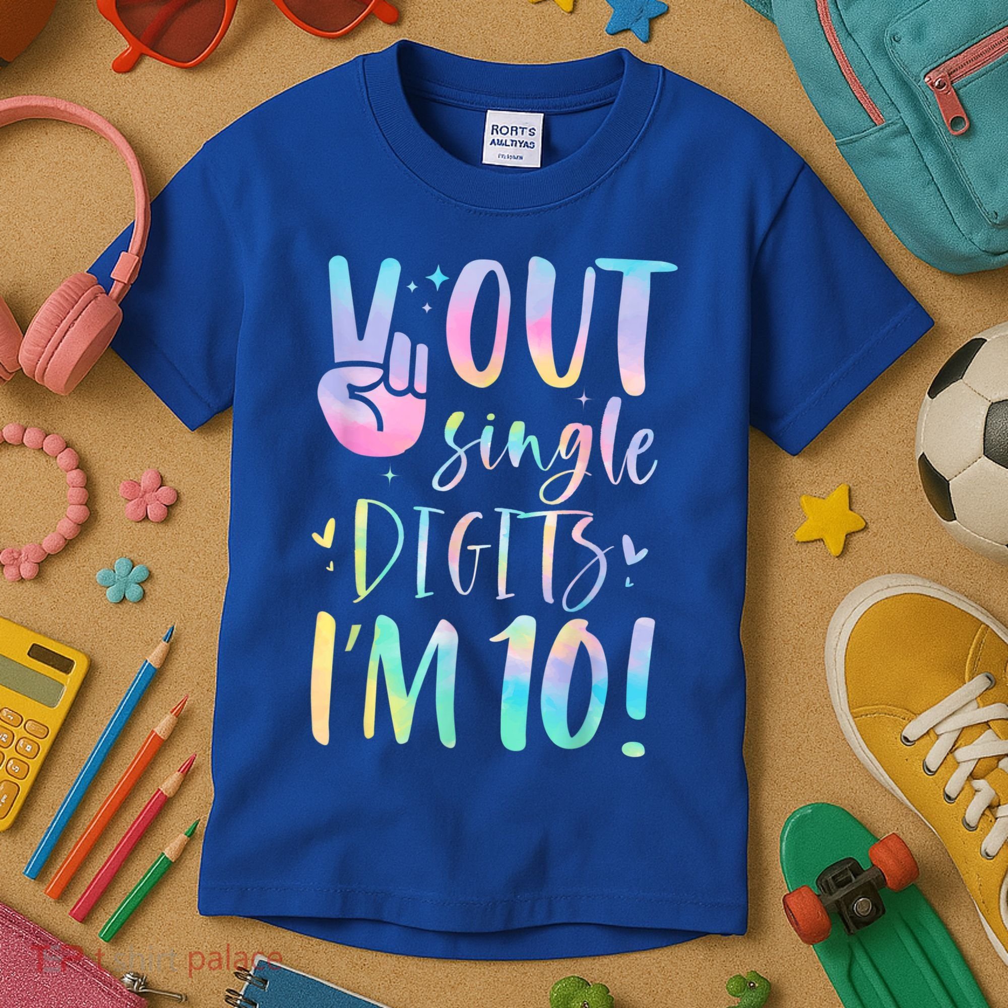 Peace Out Single Digits I'm 10 Year Old 10th Birthday Girl Kids T-Shirt