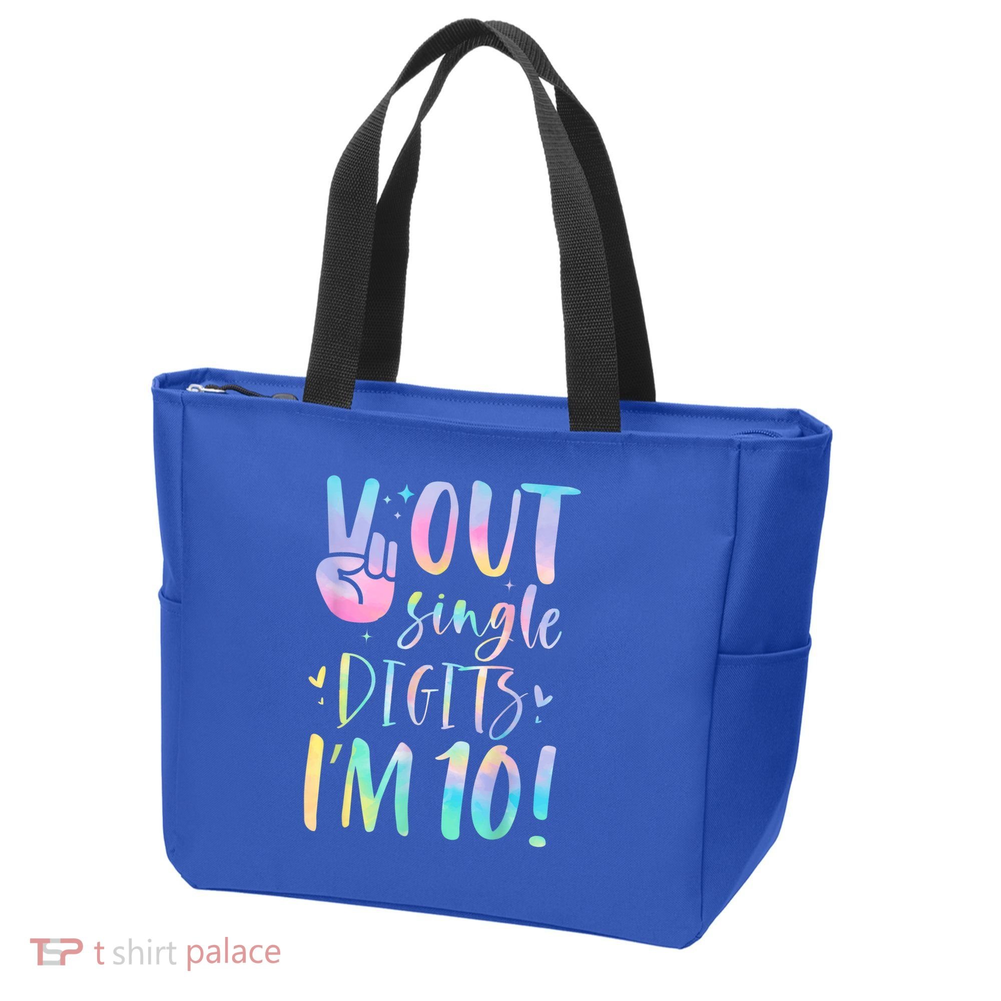 Peace Out Single Digits I'm 10 Year Old 10th Birthday Girl Tote Bag