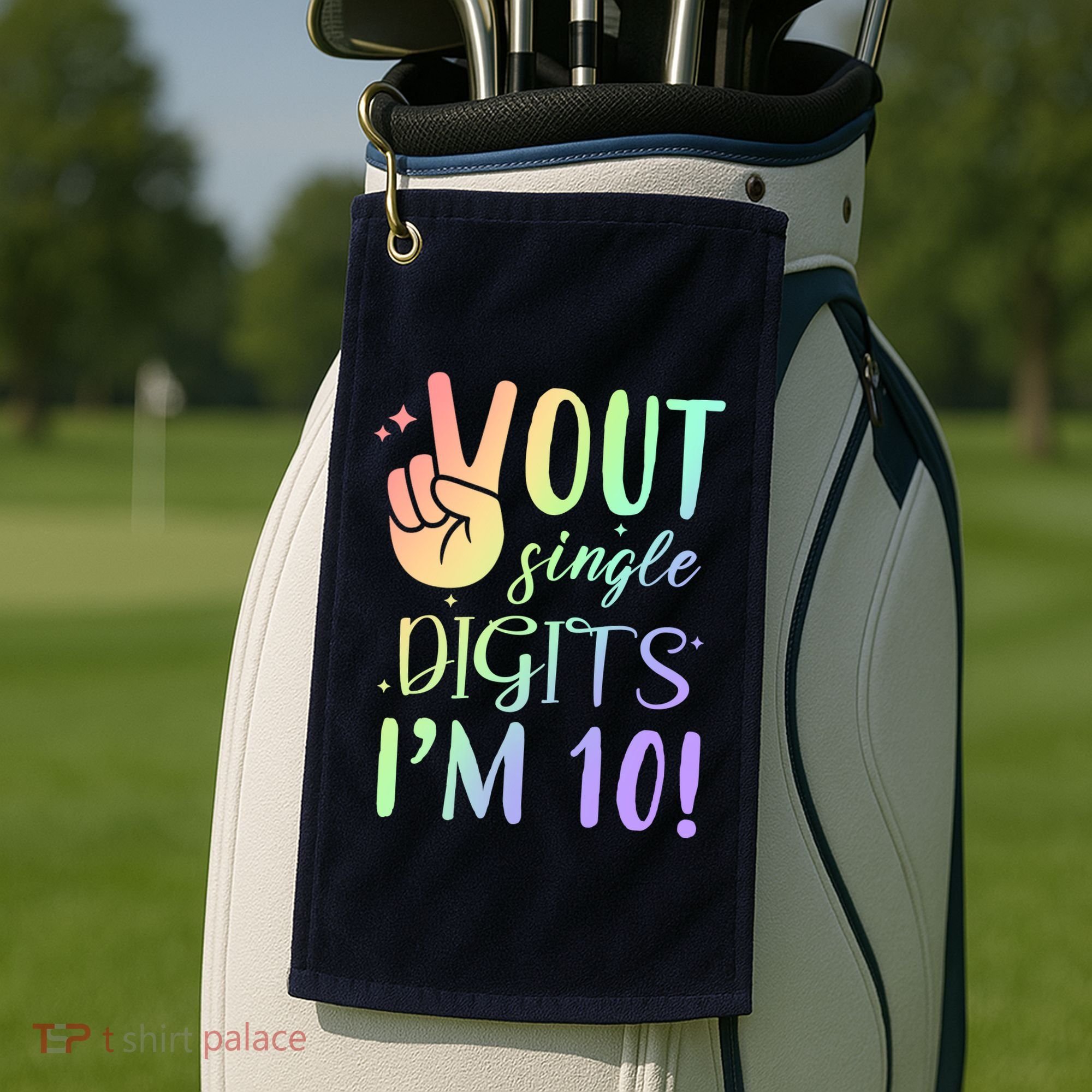 Peace Out Single Digits I'm 10 Birthday Gift Golf Towel