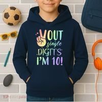 Peace Out Single Digits I'm 10 Birthday Gift Kids Hoodie thumb 2