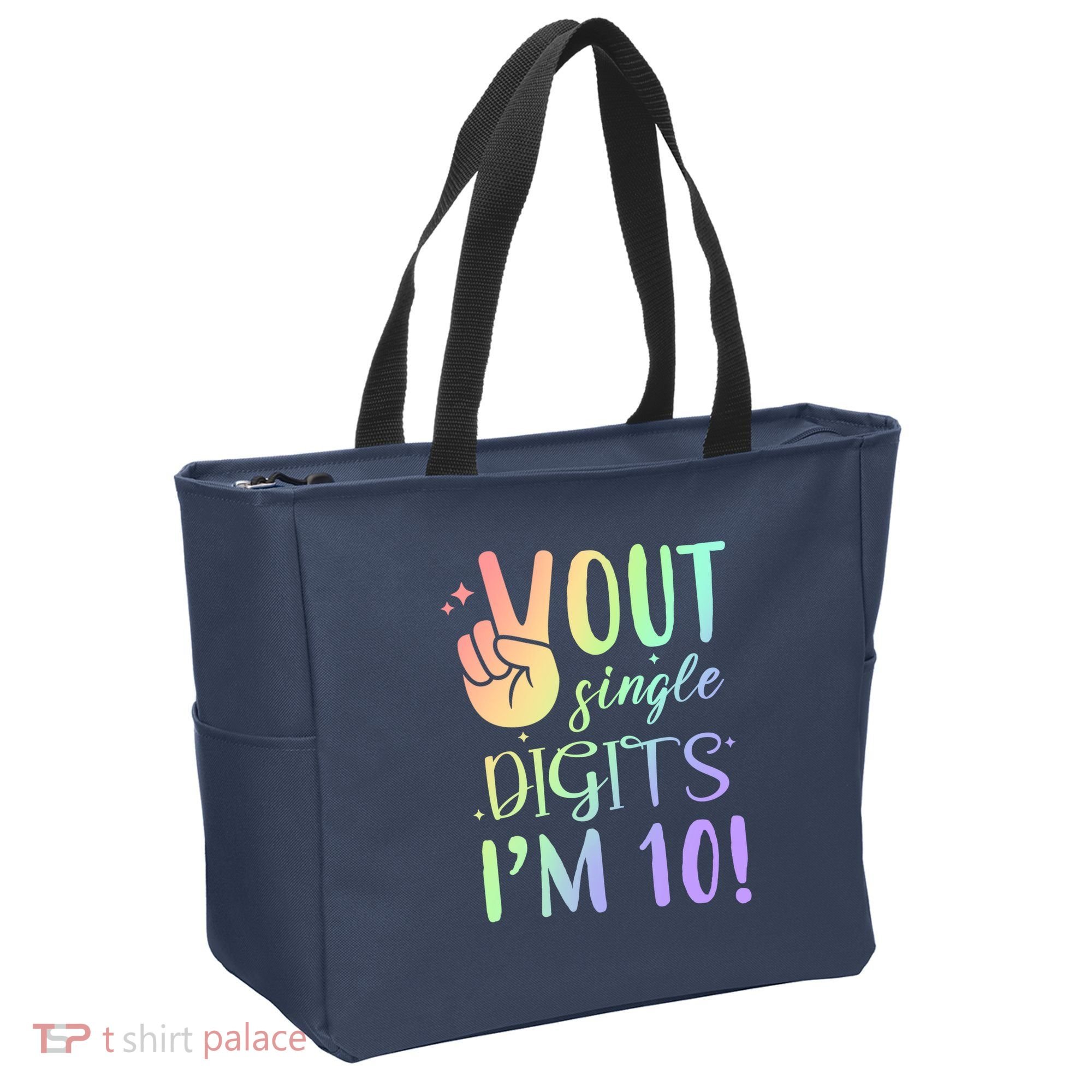 Peace Out Single Digits I'm 10 Birthday Gift Tote Bag