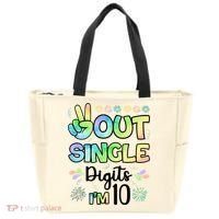 Peace Out Single Digits I'm 10 Cute Gift Tote Bag thumb 0