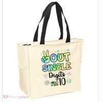 Peace Out Single Digits I'm 10 Cute Gift Tote Bag thumb 2
