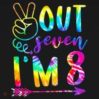 Peace Out Seven I'm 8 Tie Dye 8th Happy Birthday Girl Kids Hoodie thumb 5