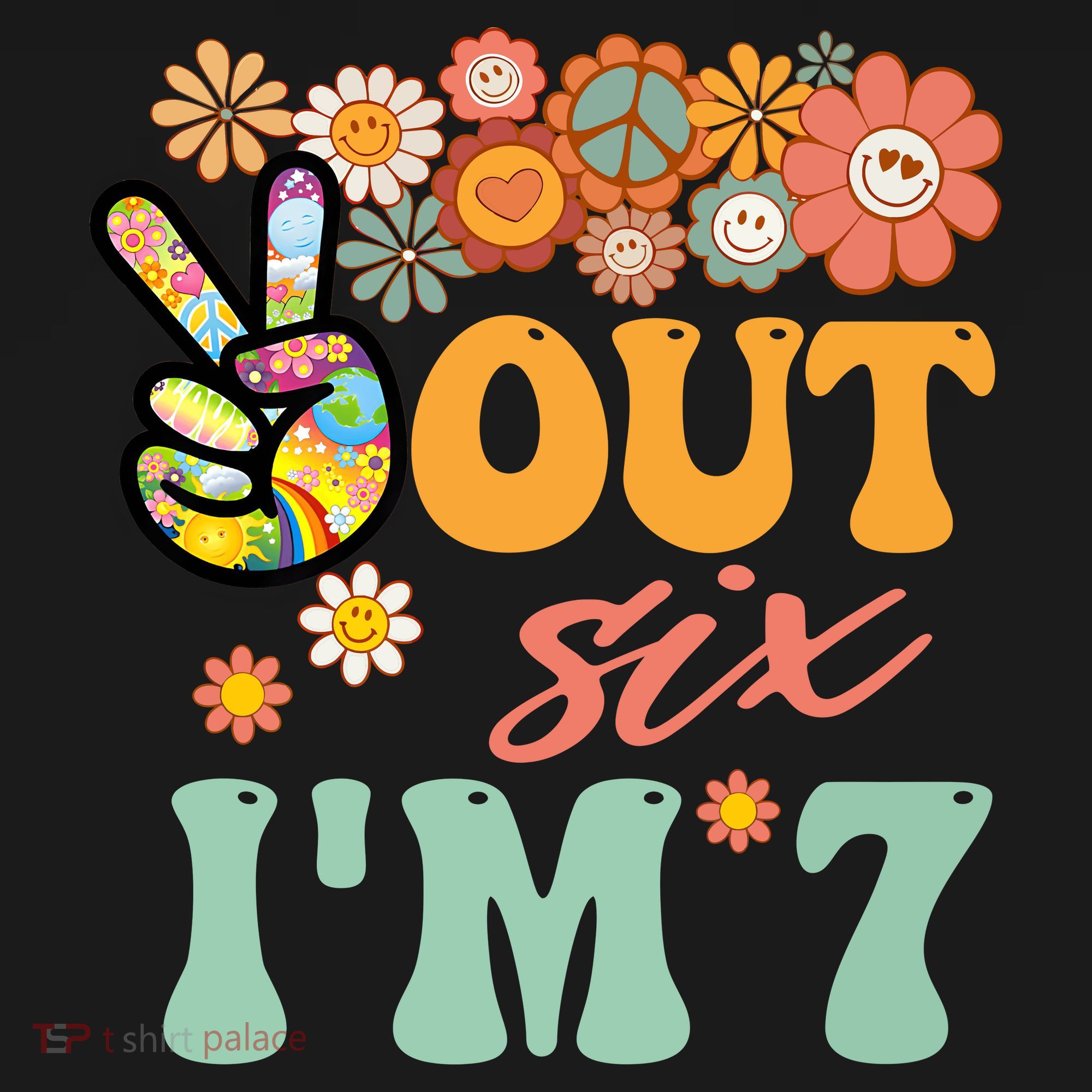 Peace Out Six I'm 7 Groovy 7th Happy Birthday Boy Girl Tote Bag