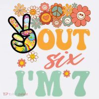 Peace Out Six I'm 7 Groovy 7th Happy Birthday Boy Girl Apron thumb 3
