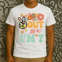 Peace Out Six I'm 7 Groovy 7th Happy Birthday Boy Girl T-Shirt thumb 3