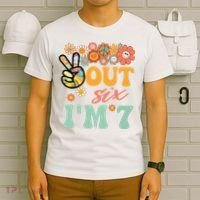 Peace Out Six I'm 7 Groovy 7th Happy Birthday Boy Girl T-Shirt thumb 6