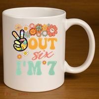 Peace Out Six I'm 7 Groovy 7th Happy Birthday Boy Girl 11oz C Handle Ceramic Mug thumb 3