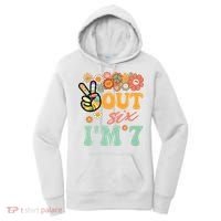 Peace Out Six I'm 7 Groovy 7th Happy Birthday Boy Girl Women's Hoodie thumb 0