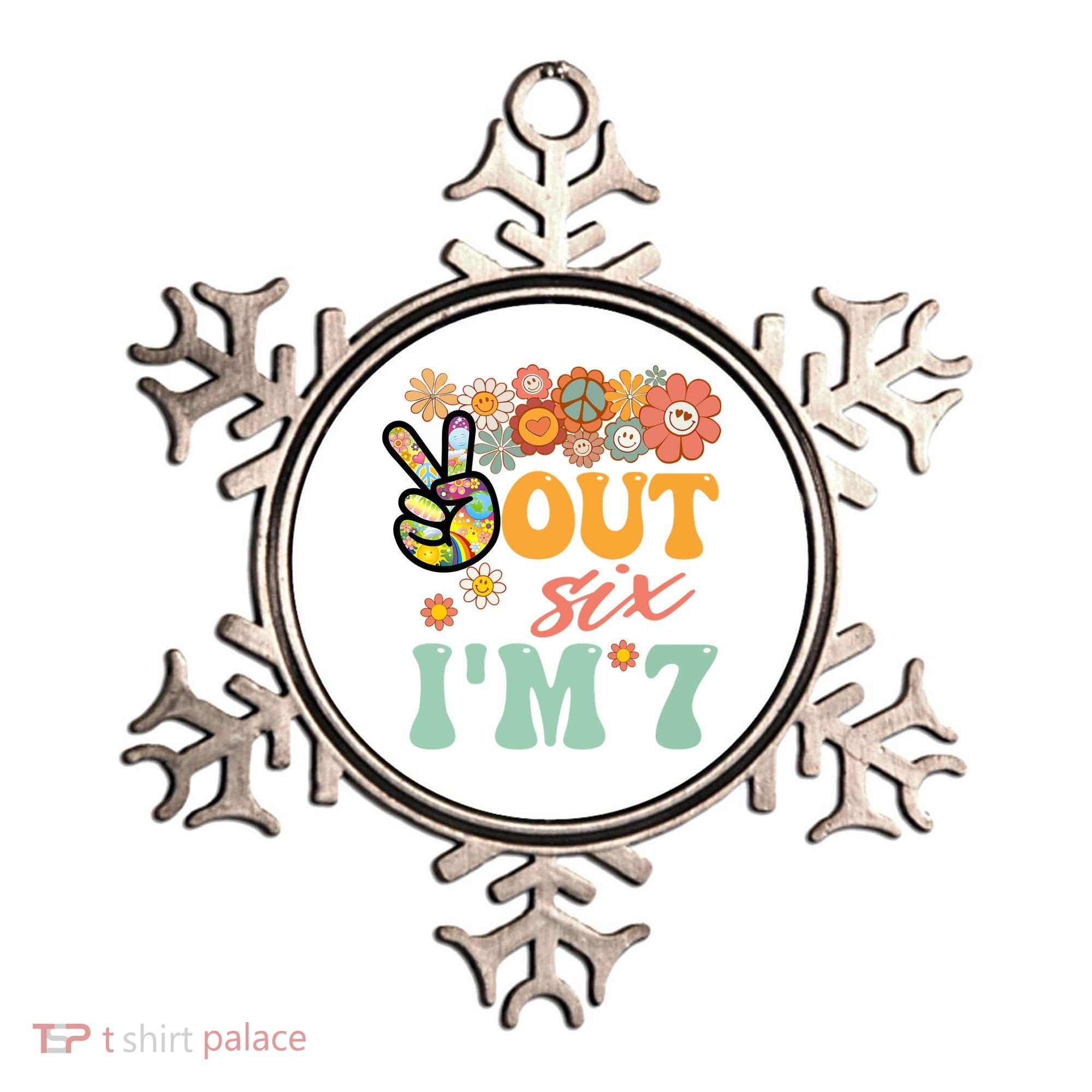 Peace Out Six I'm 7 Groovy 7th Happy Birthday Boy Girl Ornament