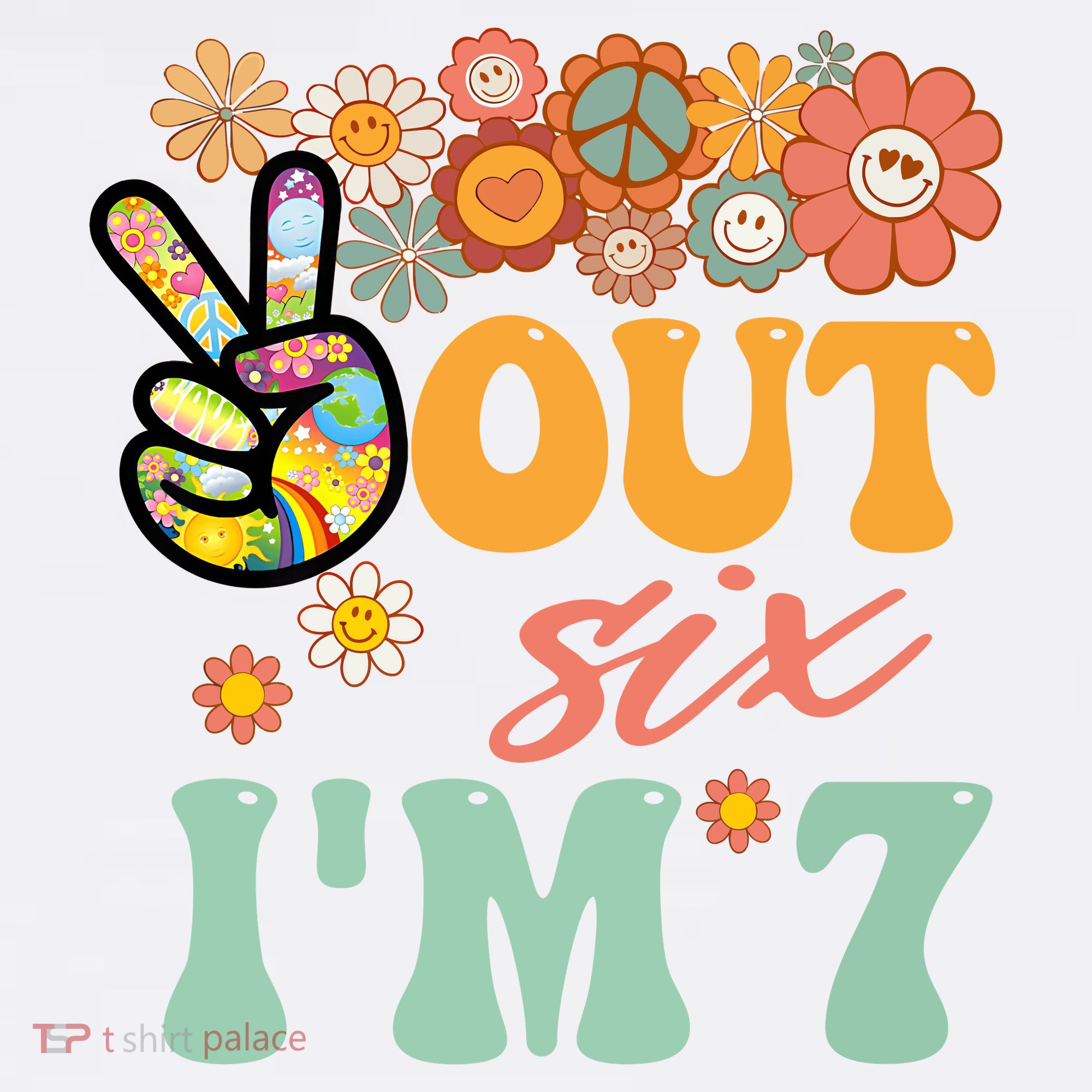 Peace Out Six I'm 7 Groovy 7th Happy Birthday Boy Girl Women's Tank Top