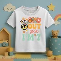 Peace Out Six I'm 7 Groovy 7th Happy Birthday Boy Girl Toddler T-Shirt thumb 3