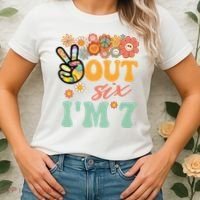 Peace Out Six I'm 7 Groovy 7th Happy Birthday Boy Girl Women's T-Shirt thumb 2