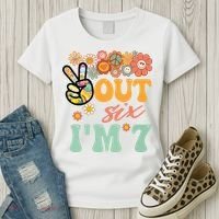 Peace Out Six I'm 7 Groovy 7th Happy Birthday Boy Girl Women's T-Shirt thumb 3