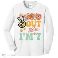 Peace Out Six I'm 7 Groovy 7th Happy Birthday Boy Girl Kids Long Sleeve Shirt thumb 0