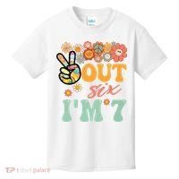 Peace Out Six I'm 7 Groovy 7th Happy Birthday Boy Girl Kids T-Shirt thumb 0