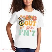 Peace Out Six I'm 7 Groovy 7th Happy Birthday Boy Girl Kids T-Shirt thumb 2