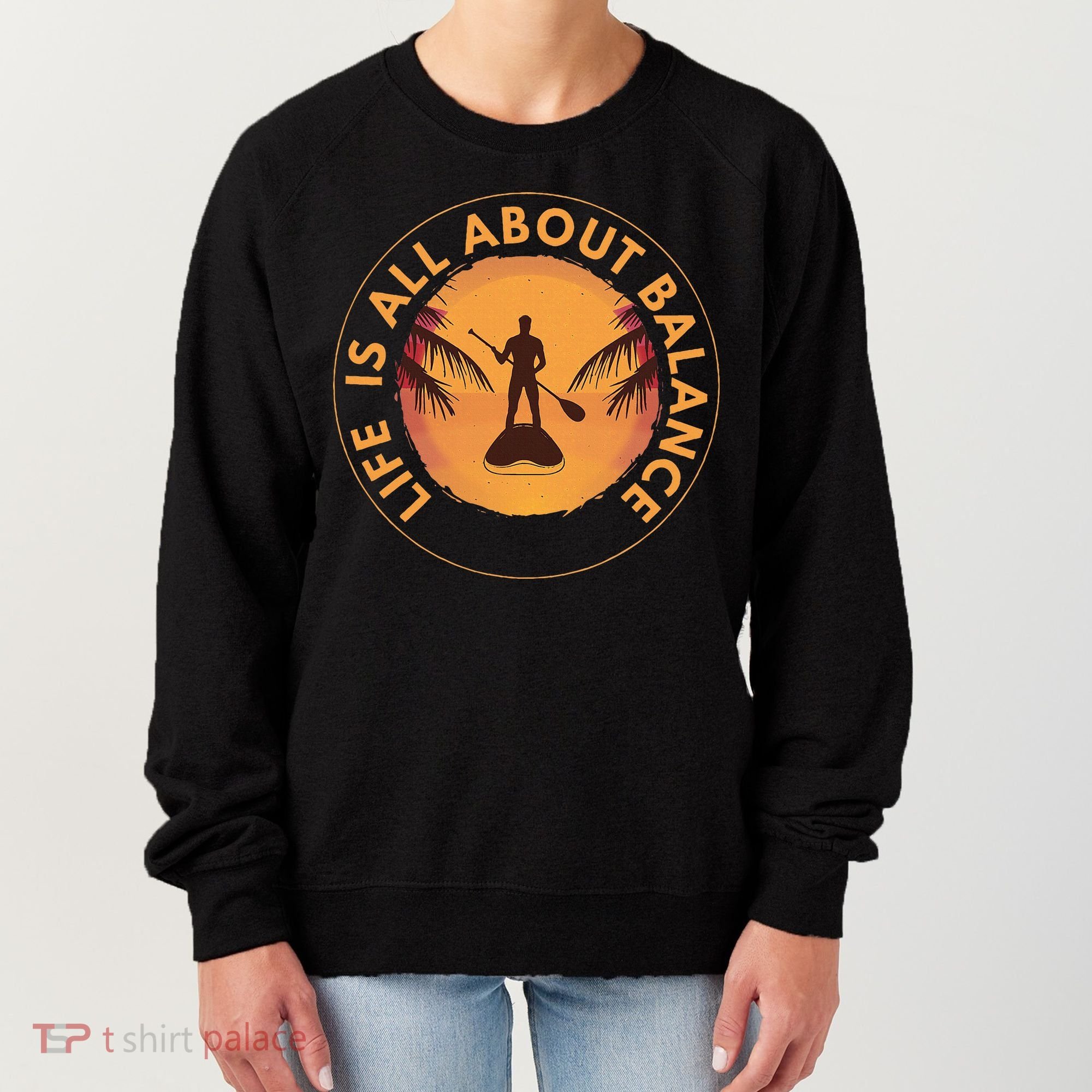 Paddleboarder On Sup Paddle Board For Standup Paddling Women's Sweatshirt