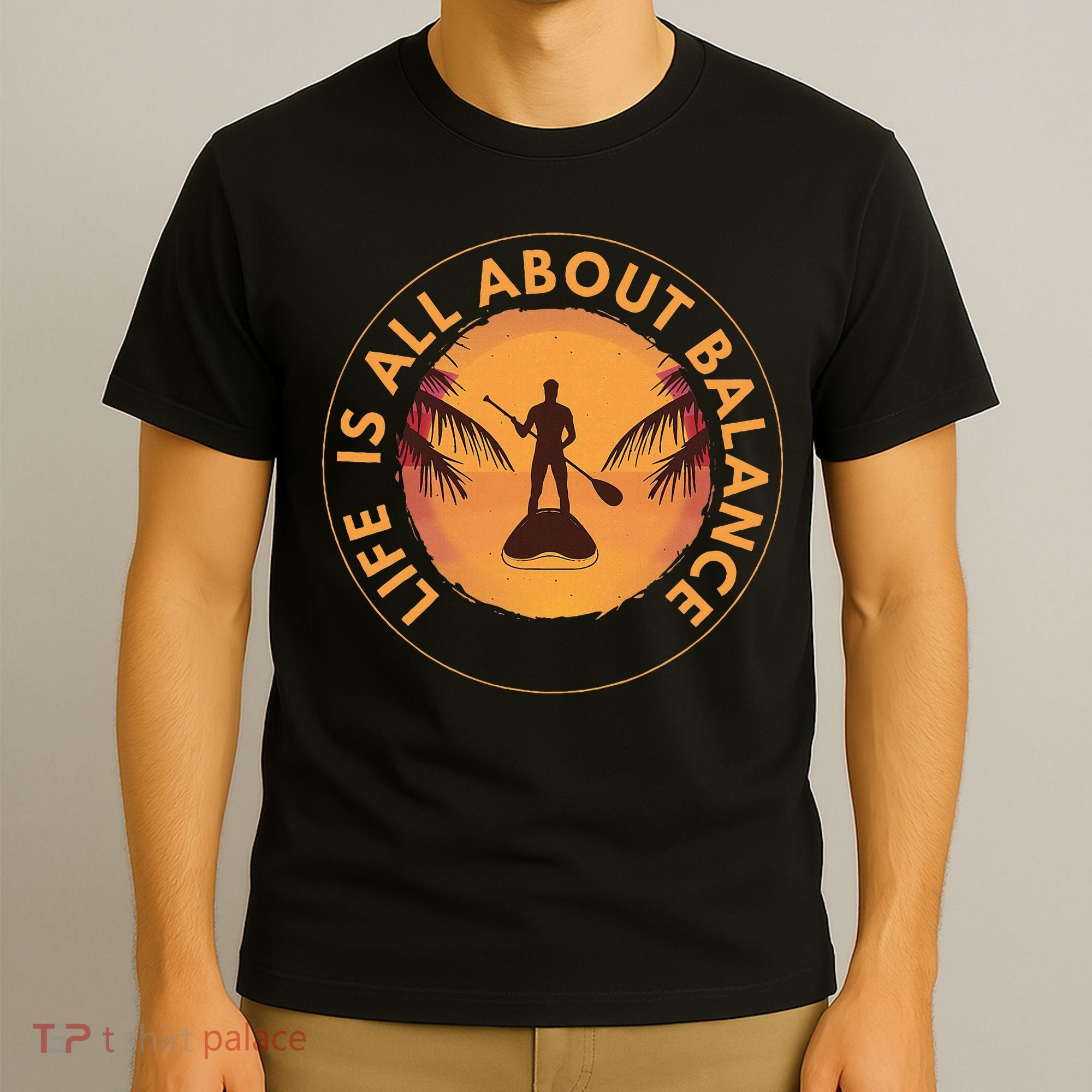 Paddleboarder On Sup Paddle Board For Standup Paddling T-Shirt