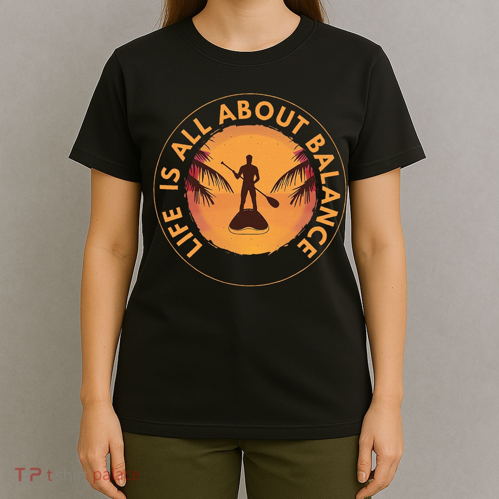 Paddleboarder On Sup Paddle Board For Standup Paddling T-Shirt