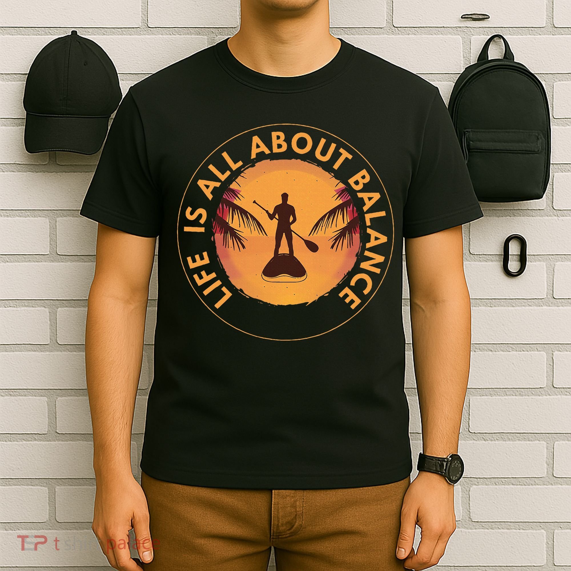 Paddleboarder On Sup Paddle Board For Standup Paddling T-Shirt